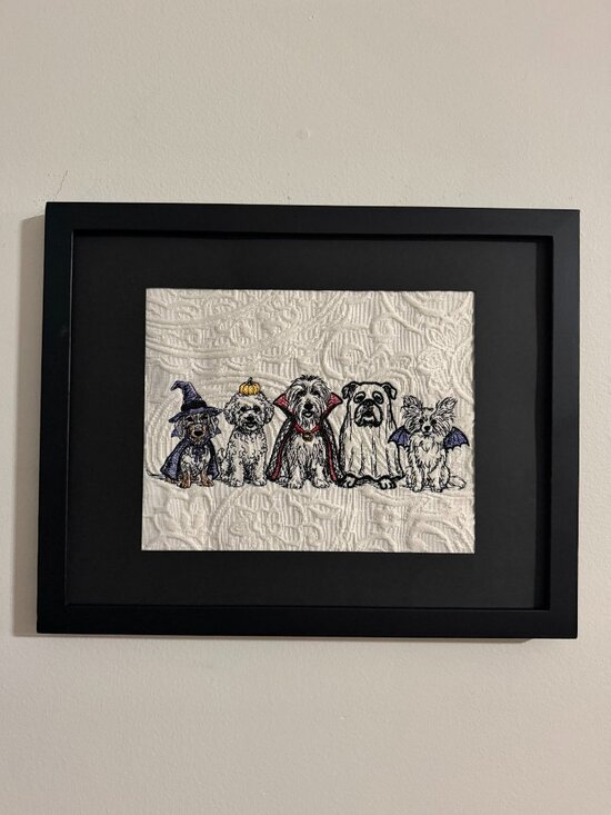 Simply Quilted Other - Homemade Halloween Dogs Framed Embroidery Art 11X14